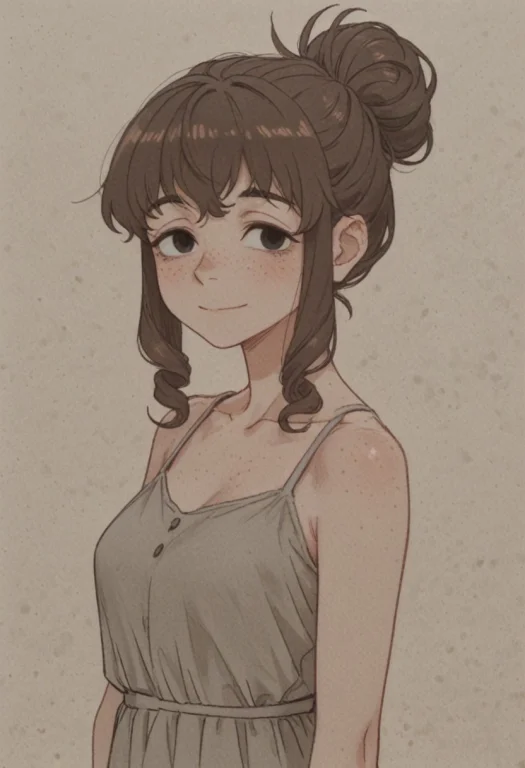 Murakosohv1,1girl, Freckles, Medium-length Hair, Brown Hair,...