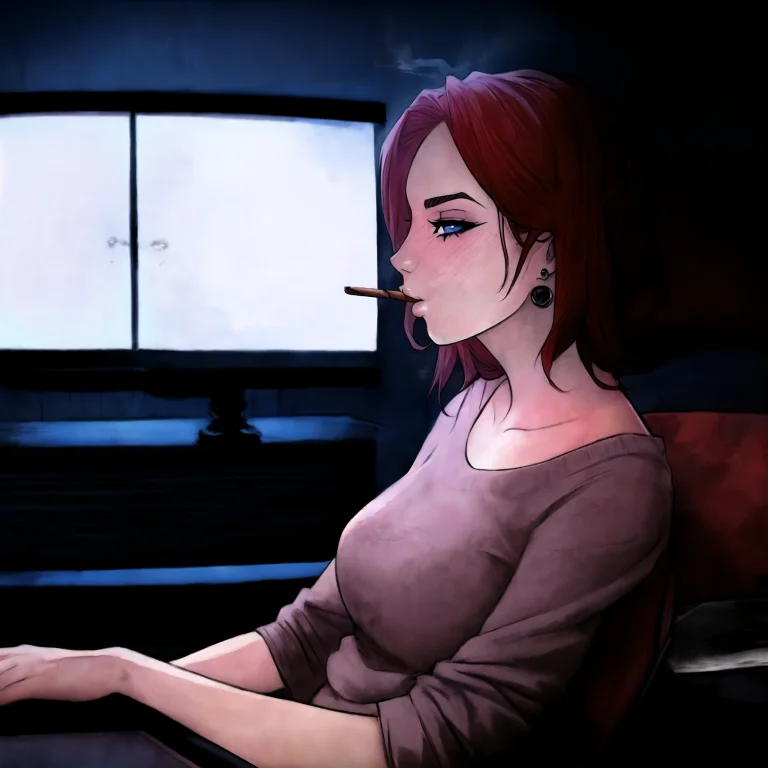 Black Glove, Melkormanchin Art Style, 1girl, Red Hair, Water...