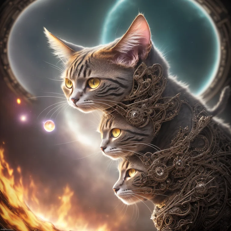 An Anthropomorphic Cat In A Pyromancers Black Hole, Intricat...