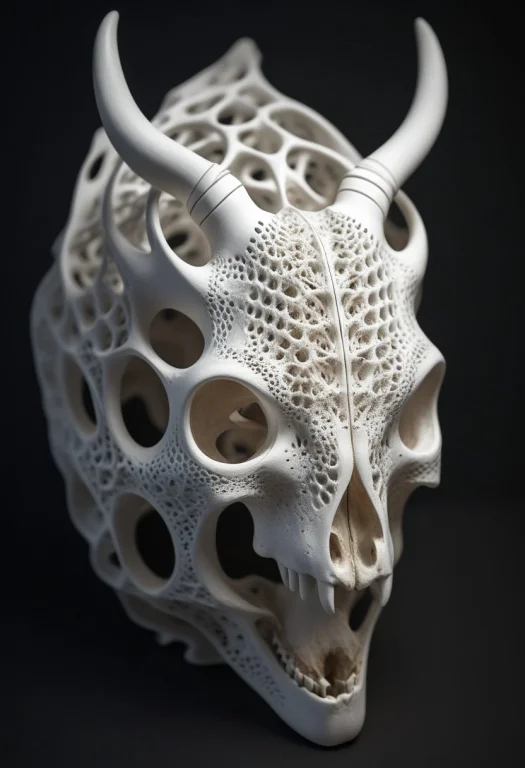 8k, Raw Digital Photo, A Deer Skull Sculpted From An Intrica...