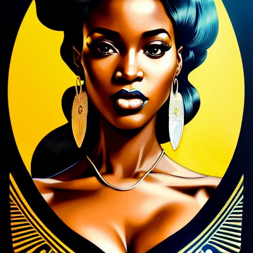 A Digital Illustration Of A Beautiful African Woman In Art N...