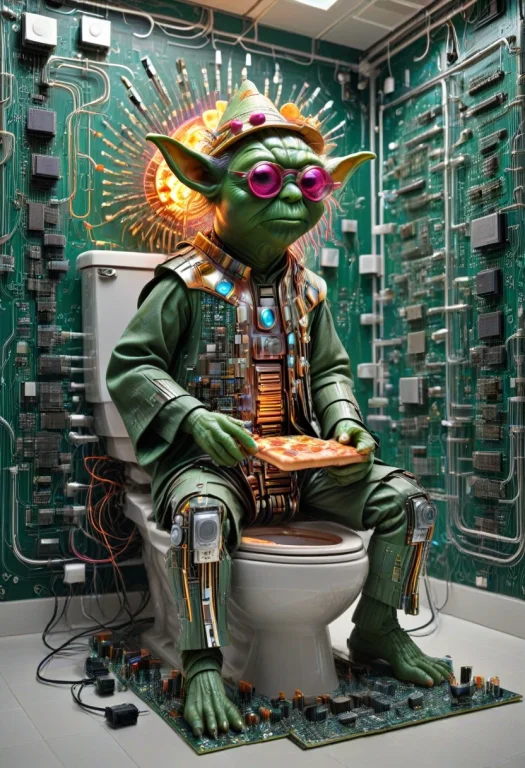 Hyper-detailed Yoda, Constructed Entirely From Vibrant, Dens...