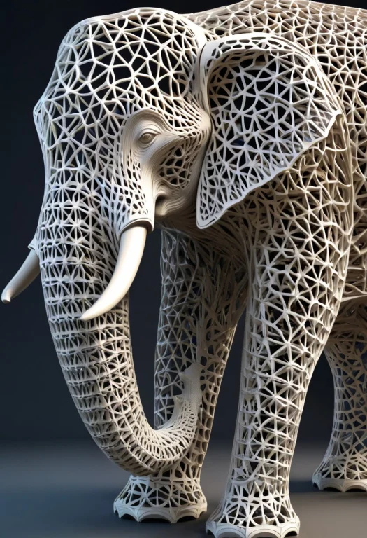 Intricate, Detailed, Elephant, Elephant Shaped1.5, Gyroid, L...