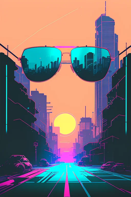 Nvinkpunk1.2 Snthwve Style0.8 Sunglasses, Lightwave, Sunset,...