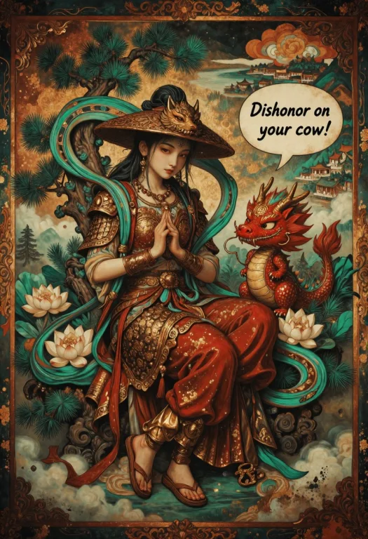 Drkm4ge, A Regal Female Warrior In Shattered Red-and-gold Ha...