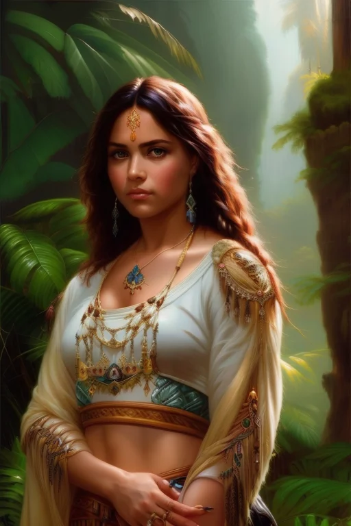 Portrait Of A Brazilian Woman In A Rainforest, Protogemb2 St...