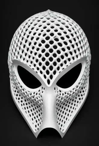 Loragyroidshapemorph-xl0.8,a Menacing Galactic Helmet Displa... — SDXL AI Prompt: ,A menacing galactic helmet displayed facing the viewer,entirely formed from ope...