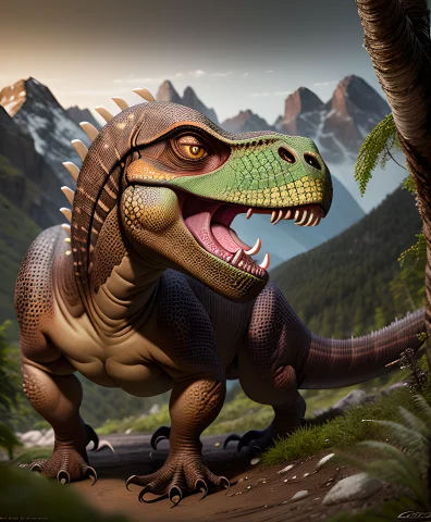 Raptor, Dinosaur, Glowing Eyes, Scary, Teeth, Closeup, Detai... — Stable Diffusion AI Prompt: raptor, dinosaur, glowing eyes, scary, teeth, closeup, detailed body, detailed s...