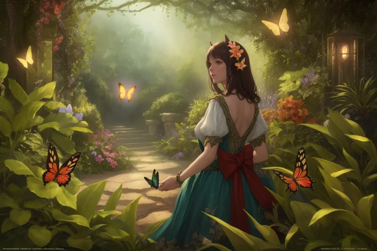 Garden Of Eden, Woman, Animals, Cinematic Lighting, Highly D...