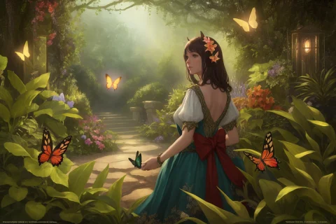 Garden Of Eden, Woman, Animals, Cinematic Lighting, Highly D... — Stable Diffusion AI Prompt: garden of eden, woman, animals, cinematic lighting, highly detailed, butterflies...