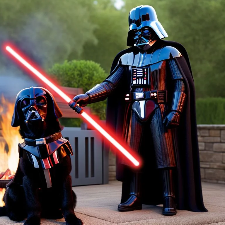 Highly Detailed Photo Of Darth Vader Making A Barbecue With...