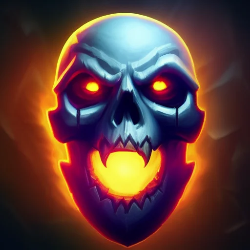Awesome Rpg Icon Of A Screaming Skull Mask, Magic Mana Volta...