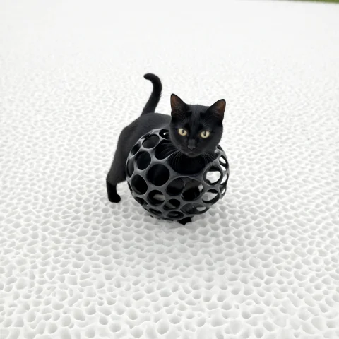 A Black Cat On The White Gyroid Field. Loragyroidshapemorphx... — SDXL AI Prompt: a black cat on the white gyroid field. 