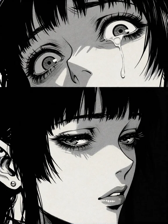 A Black-and-white Digital Drawing In A Manga Or Comic Book S...