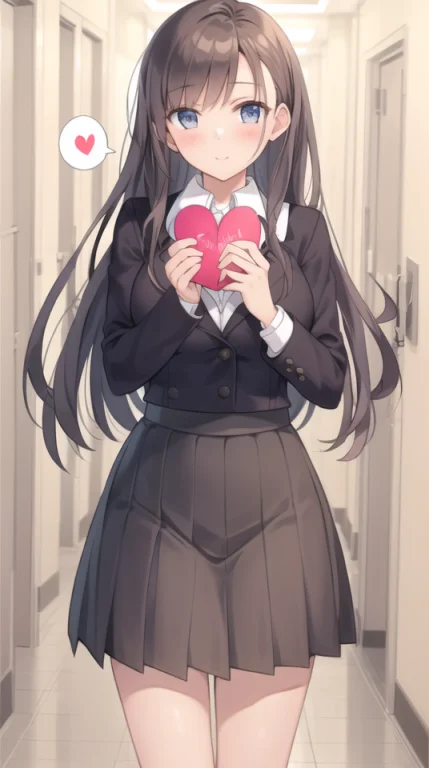 Masterpiece, Best Quality, Girl, In School Hallway, Holding...