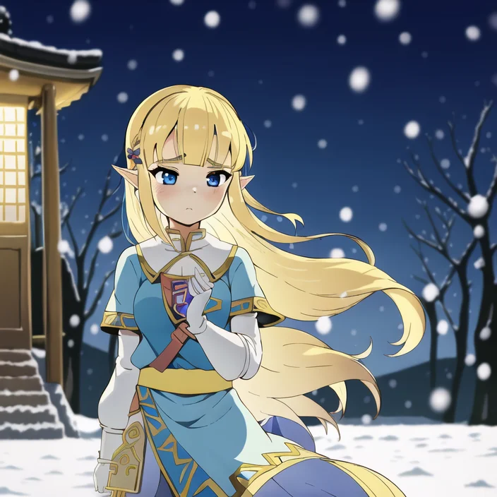 1girl, Princess Zelda, Blonde, Shrine, Out Of Focus People I...