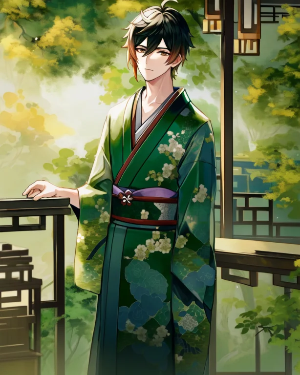 Adult Male, Zhongli Genshin Impact, In A Green Kimono1.3, St...