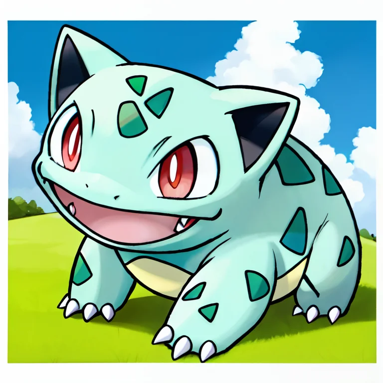 Sugimori Ken Style, Bulbasaur, Solo, Looking At Viewer, Smil...