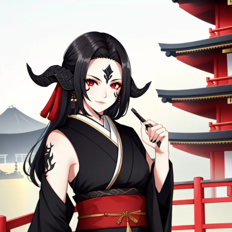 Black Hair, Red Eyes, Xaela, Aurate, Pale Skin, Forehead, Sa...
