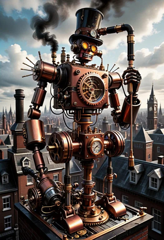 An Intricate Victorian Steampunk Automaton Made Of Transisto...