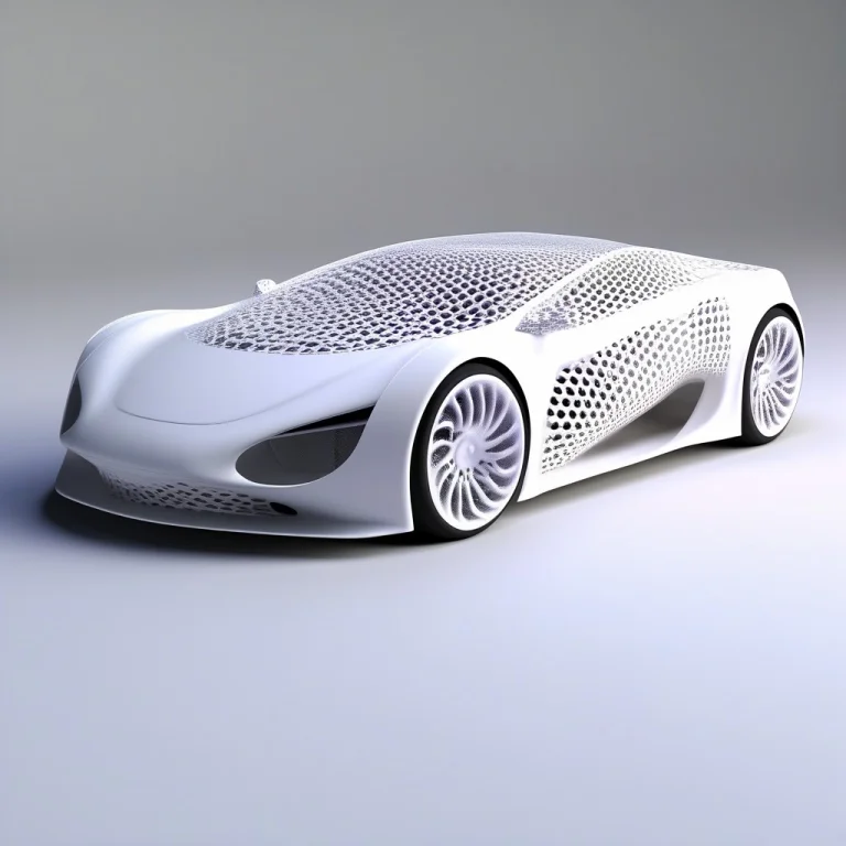 A Sleek, Aerodynamic Supercar Rendered As A White Matte Gyro...
