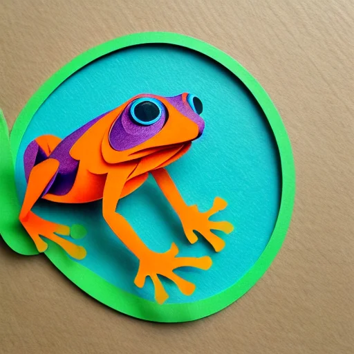 Papercut Poison Dart Frog ,bright And Striking Colors, Vibra...