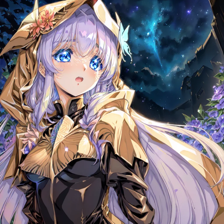 Best Quality, Masterpiece, 1girl, Solo, Golden Pattern Hood,...