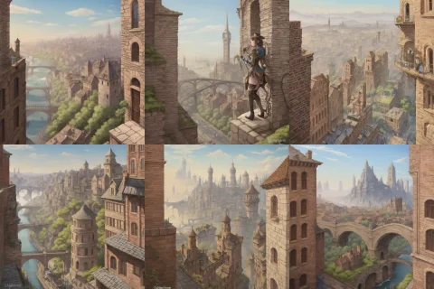Slope, Ancient Sprawling Metropolis, Overhanging Stone And B... — Stable Diffusion AI Prompt: slope, ancient sprawling metropolis, overhanging stone and brick buildings, stea...