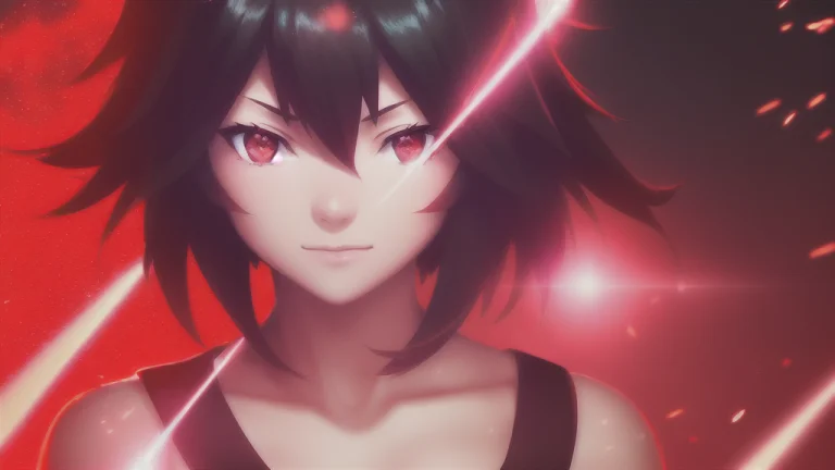 1girl, Ryuko Matoi, Warm Light, Particles, Head Shot