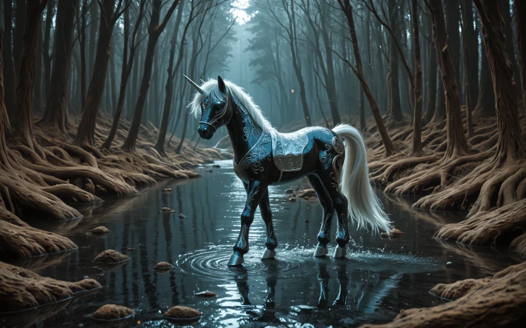 Hyperdetailed, Ultra-hd, Porcelain Ponies, Beautiful Water W...