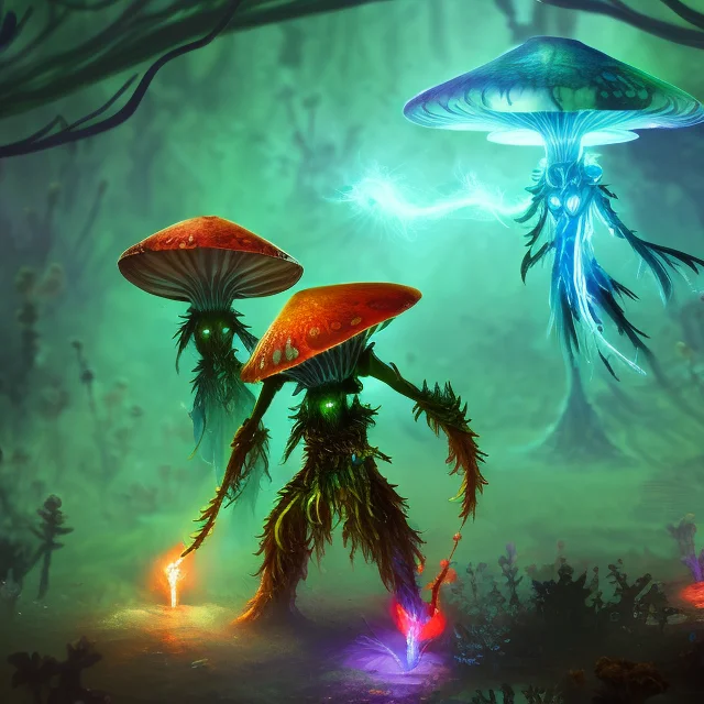 Myconid Person Alien Monster, Bio-luminescent, Glowing Nodes...