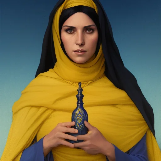 Portrait Of A Middle - Eastern Female Cleric With Straight B...