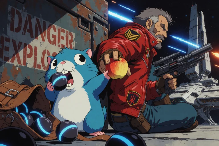 Colorful, Stylized, Detailed 1980s Sci-fi Anime Cel. Stark P...
