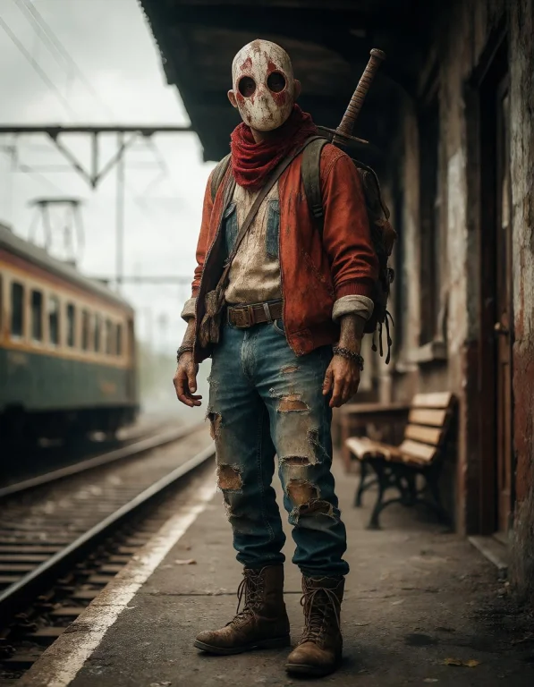 A Masked Wanderer Carrying An Enigmatic Aura, Standing Confi...