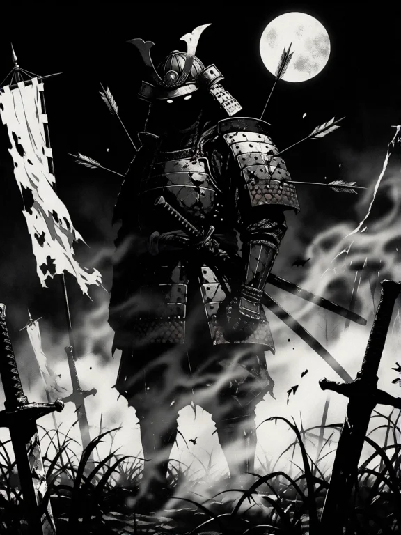 A Black And White Digital Illustration In A Gothic Surreal S...