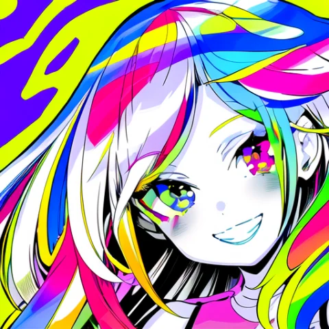 Highcontrast1.1, 1girl, Multicolored Hair, Multicolored Eyes... — Stable Diffusion AI Prompt: (high_contrast:1.1), 1girl, multicolored hair, multicolored eyes, multicolored n...