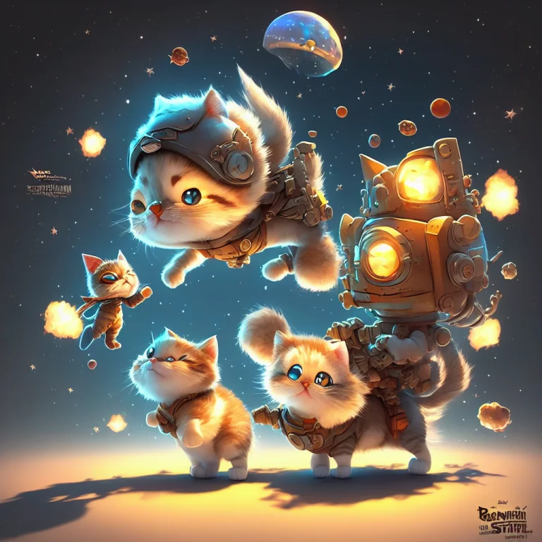 Pixar Style, 3d, Tiny Cute And Adorable Cat Superman, Chibi,...