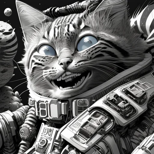 Vibrant Very Cool Cat Space Explorer Cartoon Character By An...