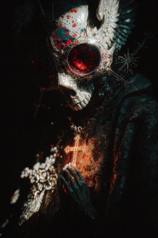 A Dark Fantasy Illustration In A Tenebrist Style, Where Deep...