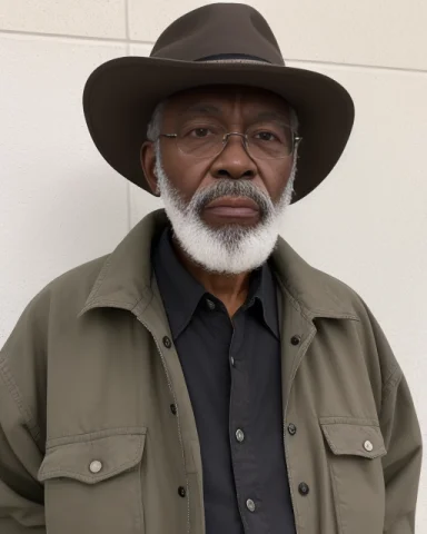 Portrait Of An Older Black Man Bodygrammps, Shirt, Face, Jac... — Stable Diffusion AI Prompt: portrait of an older black man bodygrammps, shirt, face, jacket, black hair, bea...