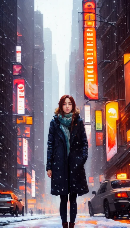 New York City In Winter In Style By Style-autumn, A Woman By...