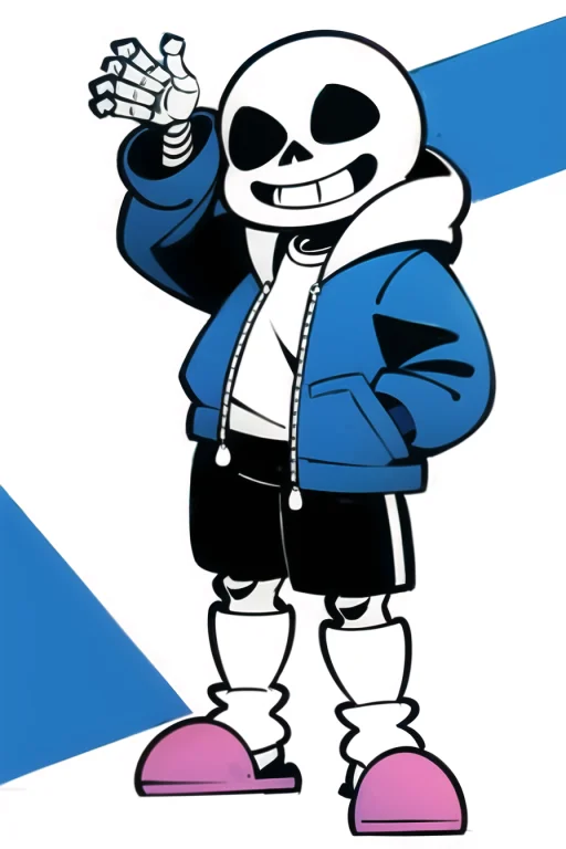 Sans, Deltarune, 1boy, Black Sclera, Black Shorts, Blue Jack...