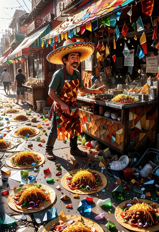 Wide Shot Of A Bustling Street Food Market, But Everything I...