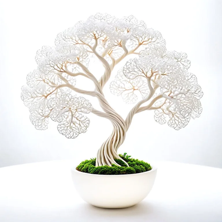 A Delicate Bonsai Tree In A Pot, Formed Entirely Of A White...