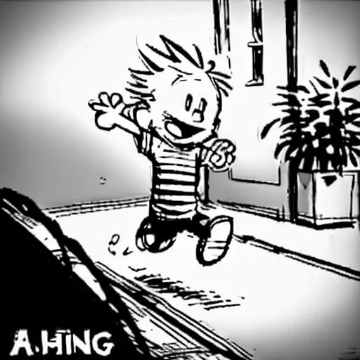 A Cartoon Of A Little Boy Running, Loracalvinandhobbes1