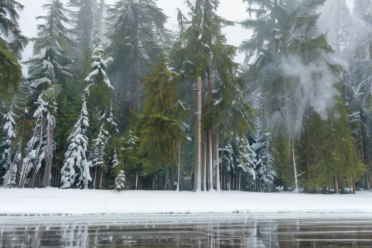 Snowapocalypse Photo Of A Winter Landscape With Little Fog,...