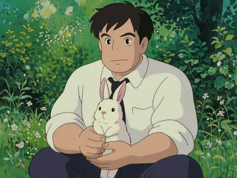 Studio Ghibli Style Animation Cel Of A Strong 28-year-old Ma...