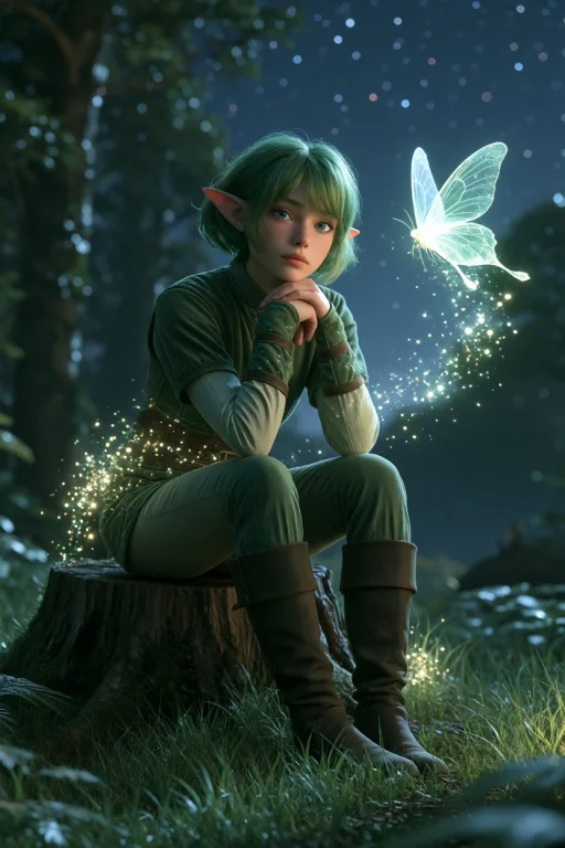 Midjourney Breathtaking A Young Elf-like Girl With Short, Vi...