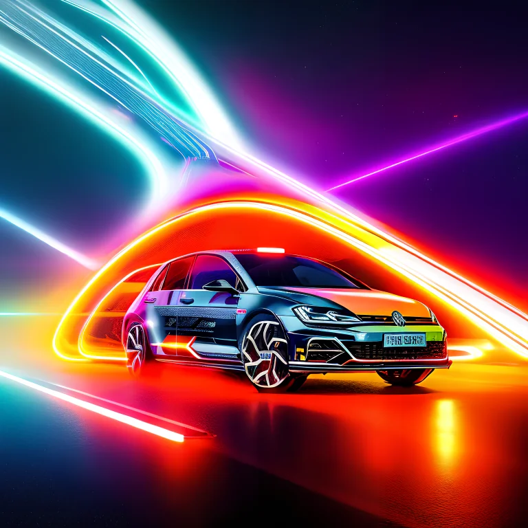 Volkswagen Golf R, Space Highway, Side View, Cosmic Backgrou...