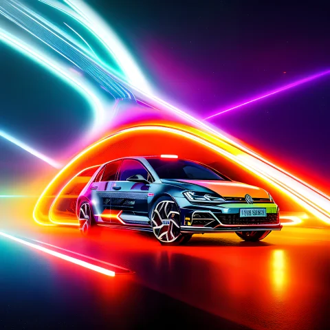 Volkswagen Golf R, Space Highway, Side View, Cosmic Backgrou... — Stable Diffusion AI Prompt: volkswagen golf r, space highway, side view, cosmic background, stars and planet...